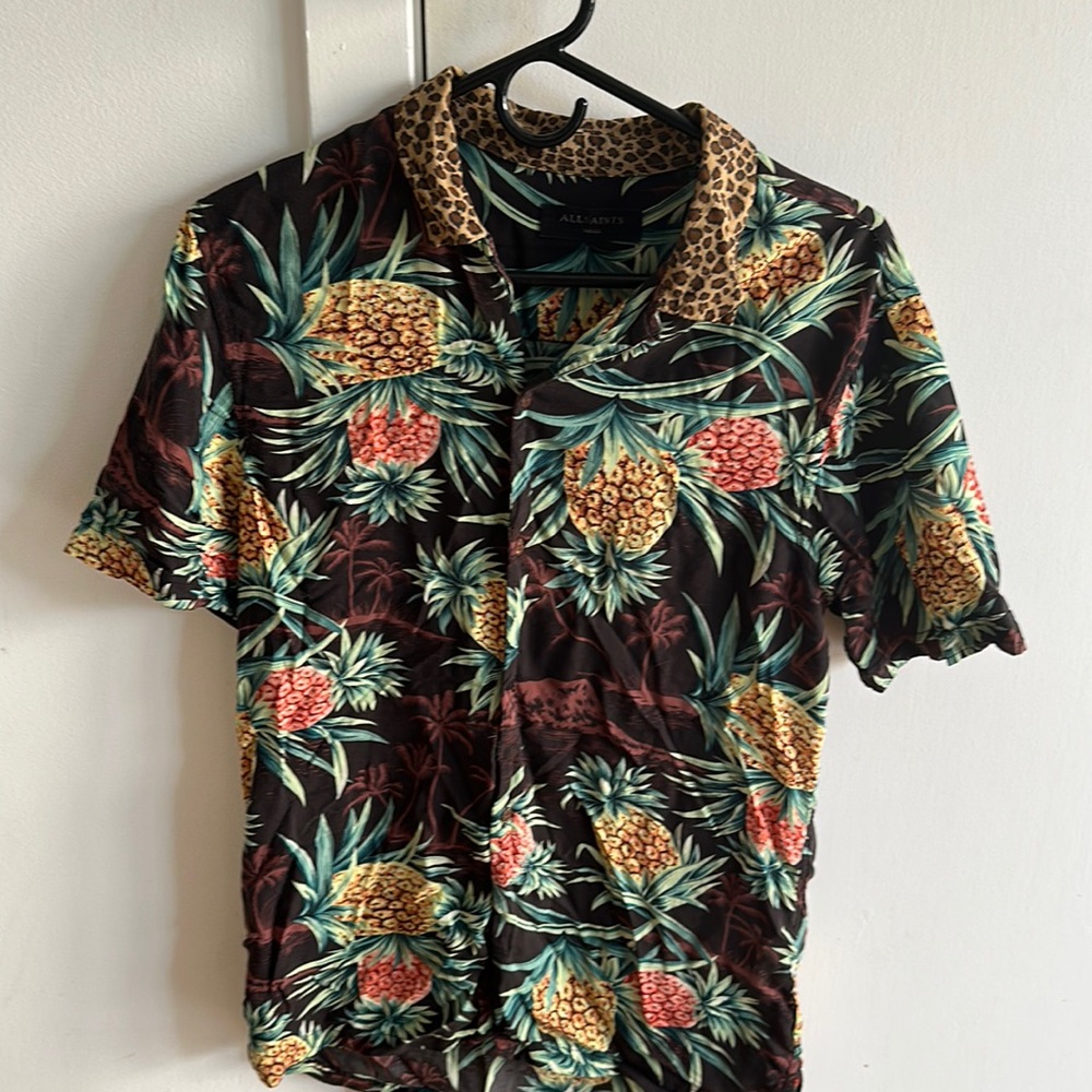 All Saints Tropical Pineapple Print Shirt - Brown and Green
